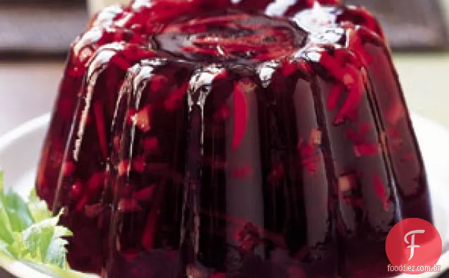 Gelatina de porta de Cranberry com gengibre cristalizado e aipo
