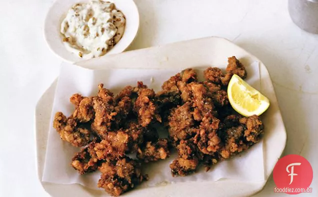 Ostras fritas crocantes da vovó Flaxel