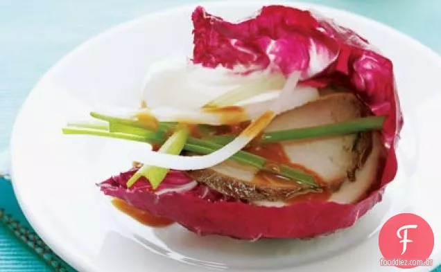 Carne de porco chinesa Radicchio Wraps Com Molho Quente-Doce
