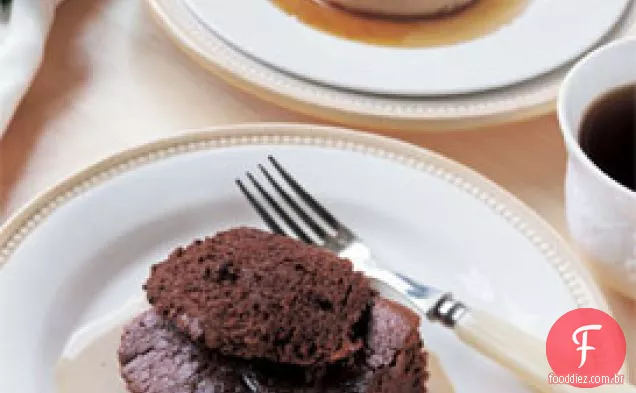 Café-cardamomo Flans com creme de laranja Fraîche