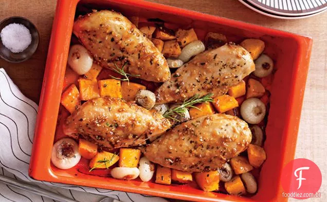 Frango e abóbora Herbed