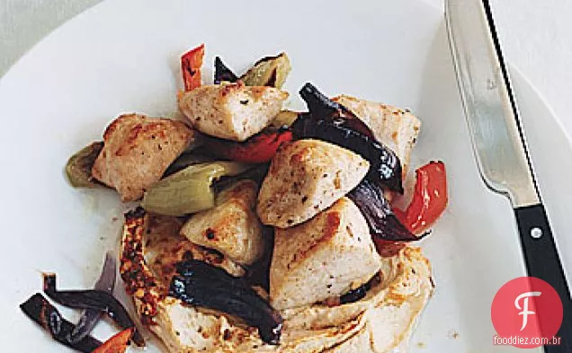 Pimenta frango com Hummus