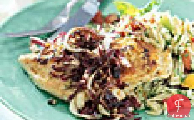 Peitos de frango com Erva-doce-manteiga de mostarda e Radicchio