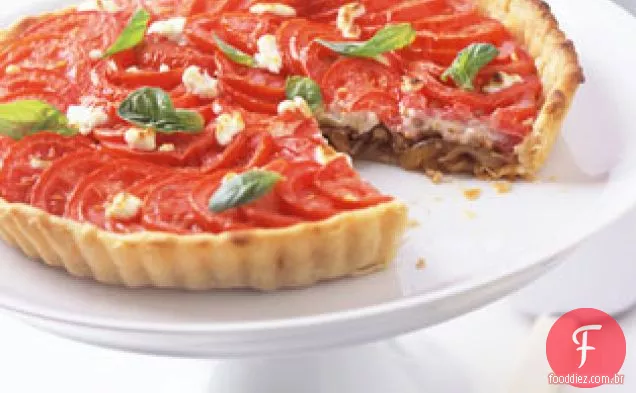 Tomate, queijo de cabra e Torta de cebola