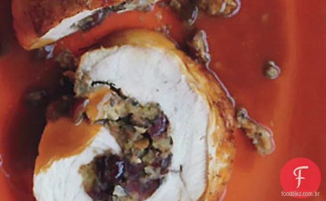 Roulade de peru com molho de cidra