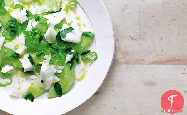 Melão verde, pimentão Cubanelle e ricota Salata
