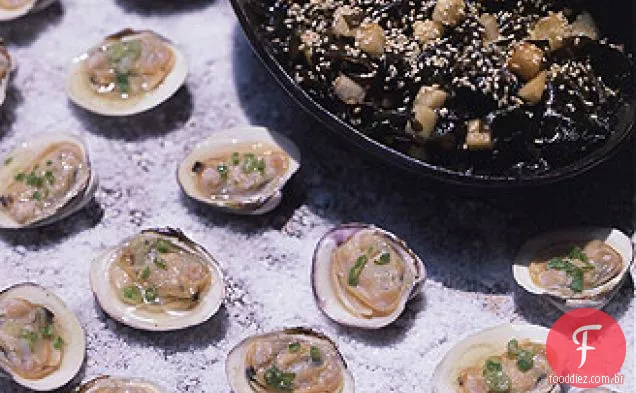 Amêijoas grelhadas na meia concha com gengibre Mignonnette