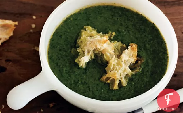 Sopa de alface com Croutons