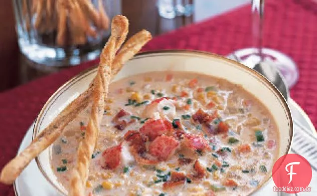Sopa de milho e lagosta