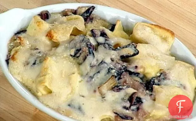 Tortellini de queijo de cabra assado de Mario com Radicchio