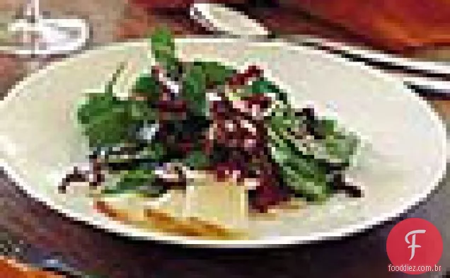 Rúcula e salada de mussarela defumada com vinagrete de limão