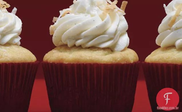Feijão de baunilha-Cupcakes de coco com cobertura de coco