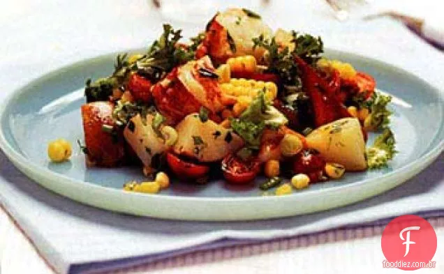 Salada de lagosta, milho e batata com estragão
