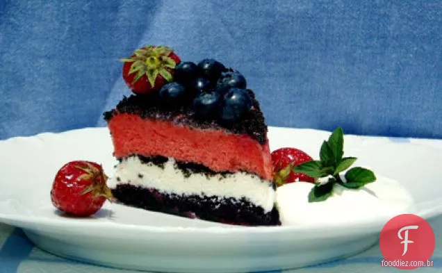 Bolo de Sorvete vermelho, branco e azul