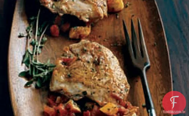 Frango prensado com abóbora amarela e tomate