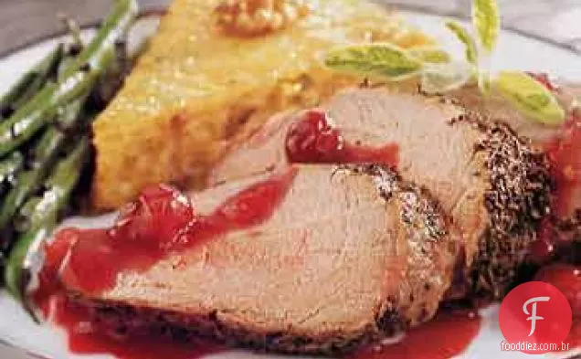 Lombo de porco assado com molho de Cranberry-Port