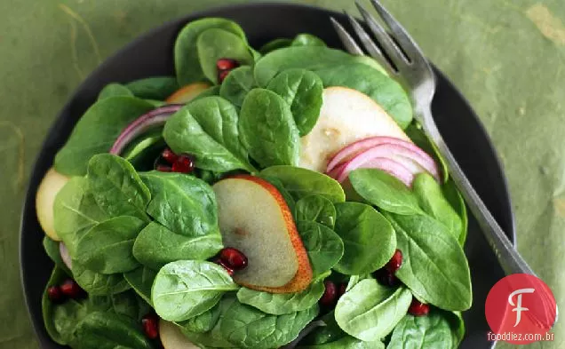 Salada De Espinafre Com Peras E Romã