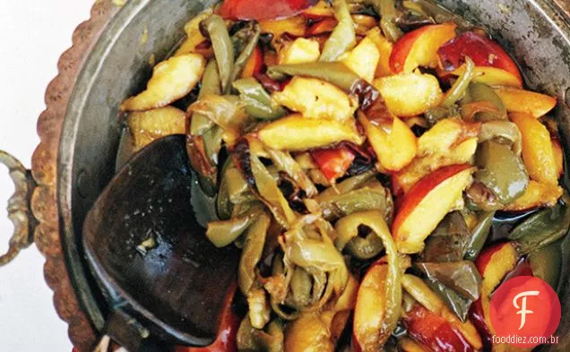 Pimentas assadas com nectarinas