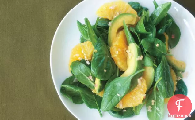 Salada Asiática De Espinafre Com Laranja E Abacate