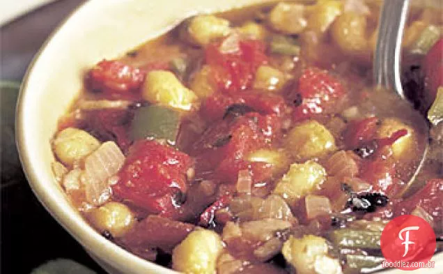 Sopa de canjica, tomate e pimenta