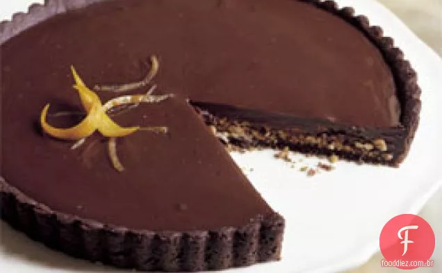 Chocolate escuro e Torta de laranja com amêndoas torradas