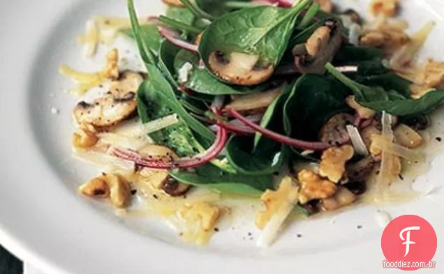 Salada De Espinafre Com Cogumelos Limão Quentes