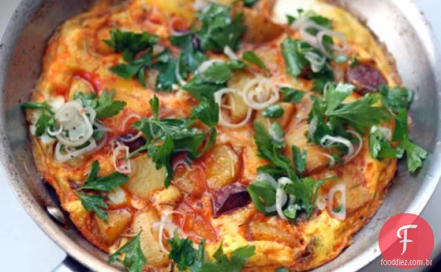 Jantar esta noite: chouriço e fritada de batata