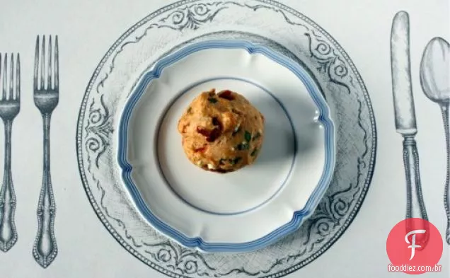 Espinafre Salgado, Feta E Muffins De Peppadew