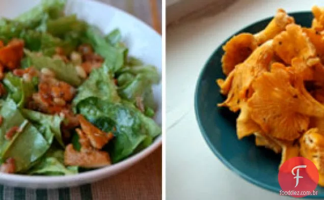 Jantar esta noite: Chanterelle quente e salada Pancetta