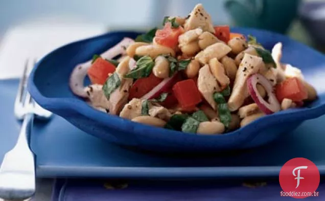 Feijão branco e Salada De Frango Assado