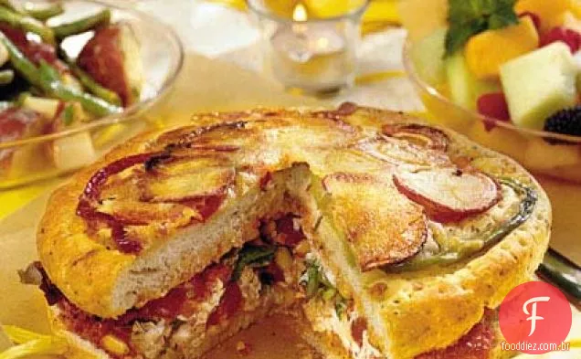 Focaccia Recheada Com Vinagrete De Pimenta Assada