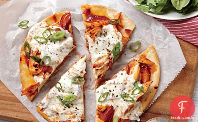 Pizzas rápidas de frango para churrasco