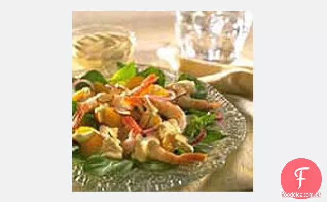 Salada de camarão e espinafre