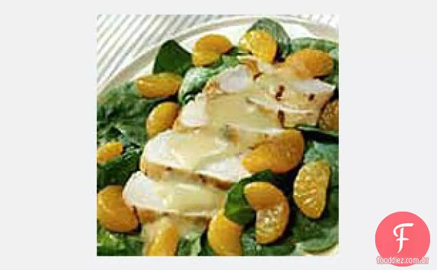 Salada De Espinafre com mostarda e mel com frango