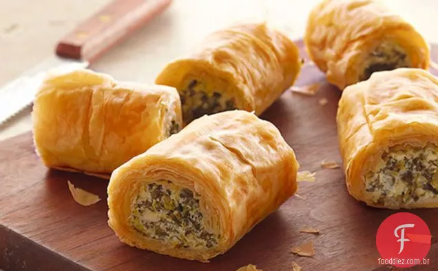 Make-Ahead Espinafre Phyllo Roll-Ups