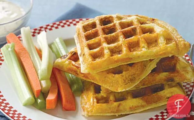Waffles de presunto e Cheddar