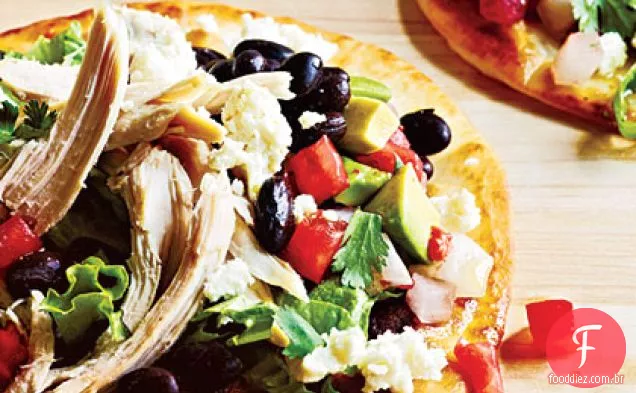 Tostadas de frango e Salsa de abacate
