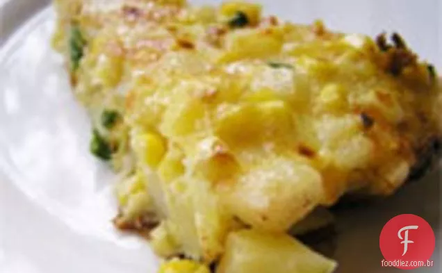 Jantar esta noite: fritada com milho, cebolinha e batata