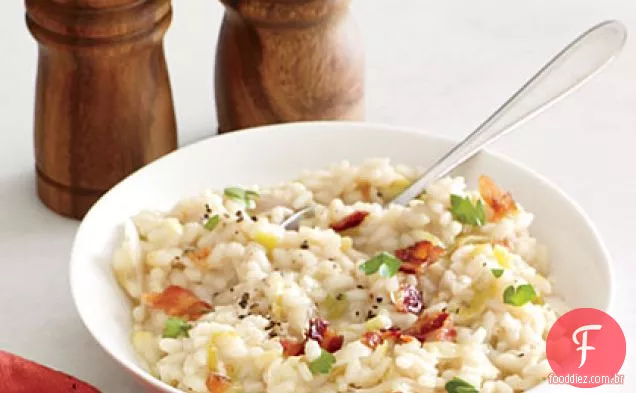 Risoto de Bacon e alho-poró