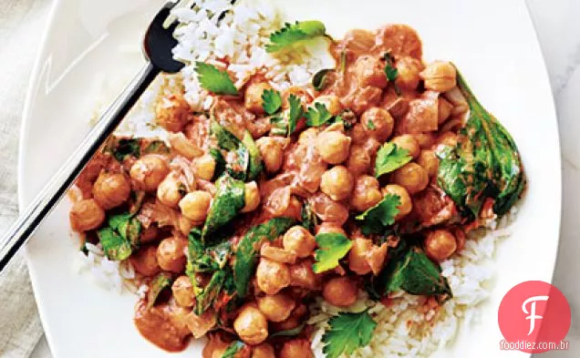 Curry de grão de bico com arroz Basmati