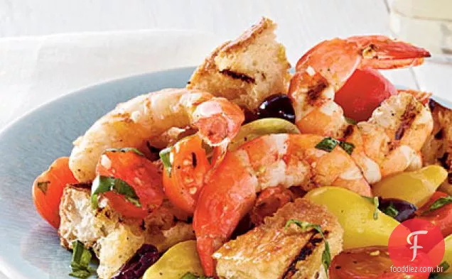 Salada Panzanella Camarão Grelhado