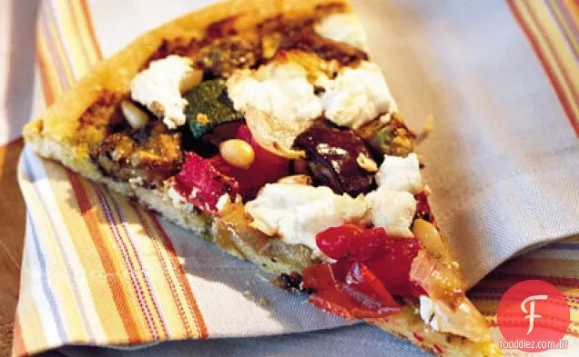 Pizza de queijo vegetal e cabra assada