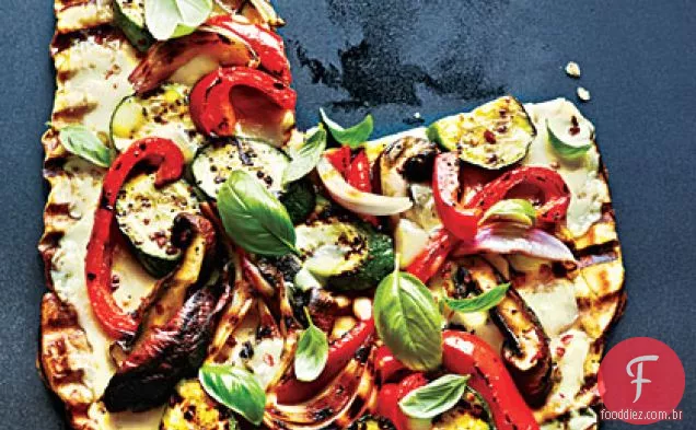 Legumes grelhados e Pizza Fontina