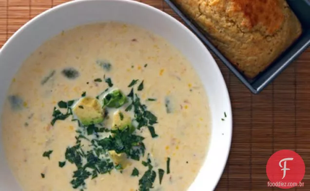Jantar esta noite: sopa cremosa de milho com poblano Chile assado
