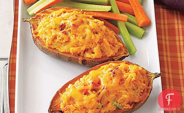 Batatas Doces Recheadas Duas Vezes Assadas