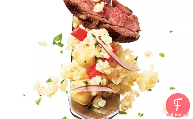 Bulgur com bife e Grão De Bico