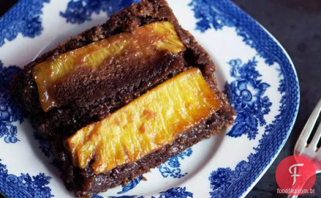 Bolo De Abacaxi De Cabeça Para Baixo Com Chocolate