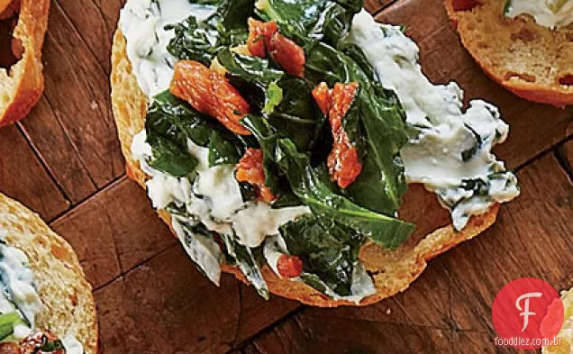 Ham-And-Greens Crostini