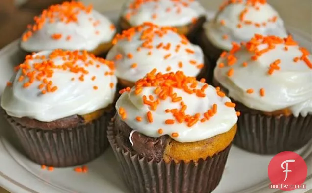 Cupcakes De Mármore De Abóbora Com Chocolate Sem Glúten