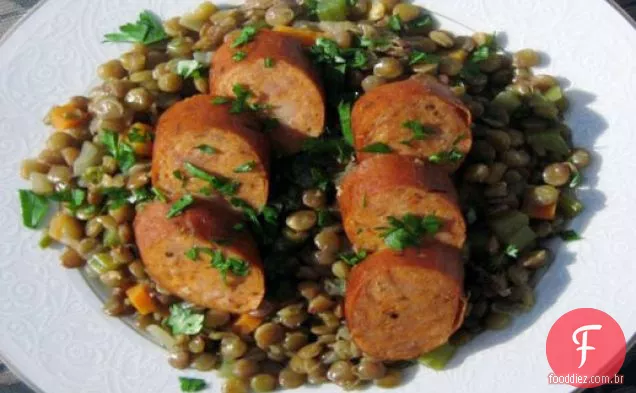 Lentilhas com linguiça Andouille